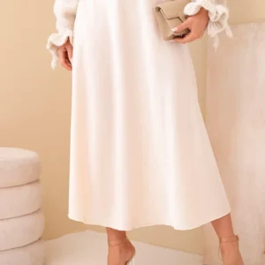 Spódnica wiskozowa rozkloszowana beżowa