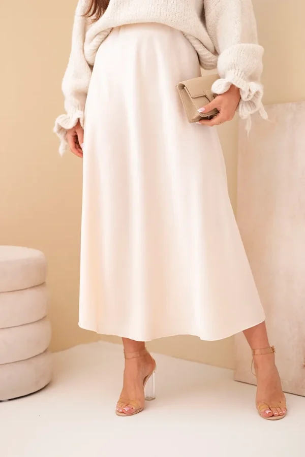 Spódnica wiskozowa rozkloszowana beżowa